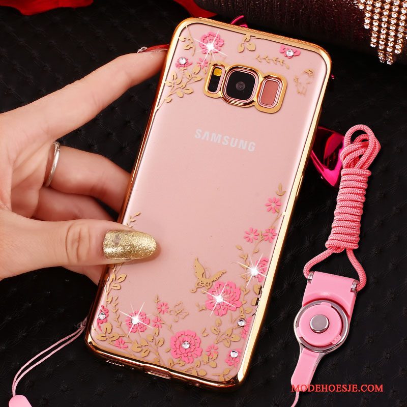 Hoesje Samsung Galaxy S8 Siliconen Hangertelefoon, Hoes Samsung Galaxy S8 Strass Ring Anti-fall