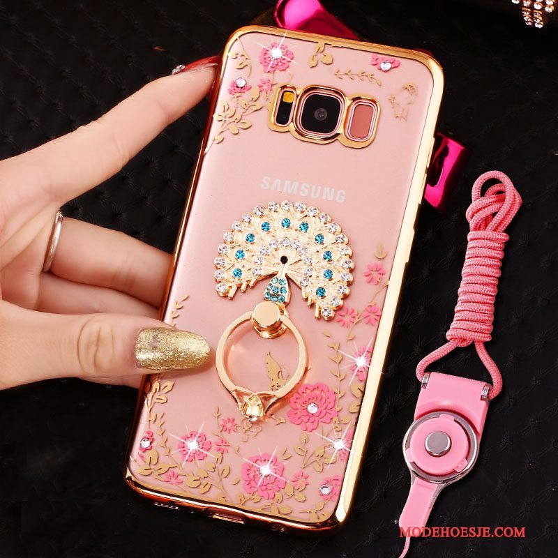 Hoesje Samsung Galaxy S8 Siliconen Hangertelefoon, Hoes Samsung Galaxy S8 Strass Ring Anti-fall