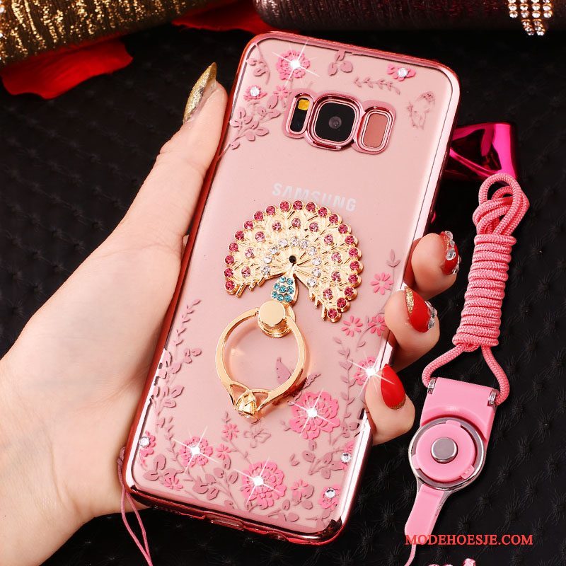 Hoesje Samsung Galaxy S8 Siliconen Hangertelefoon, Hoes Samsung Galaxy S8 Strass Ring Anti-fall