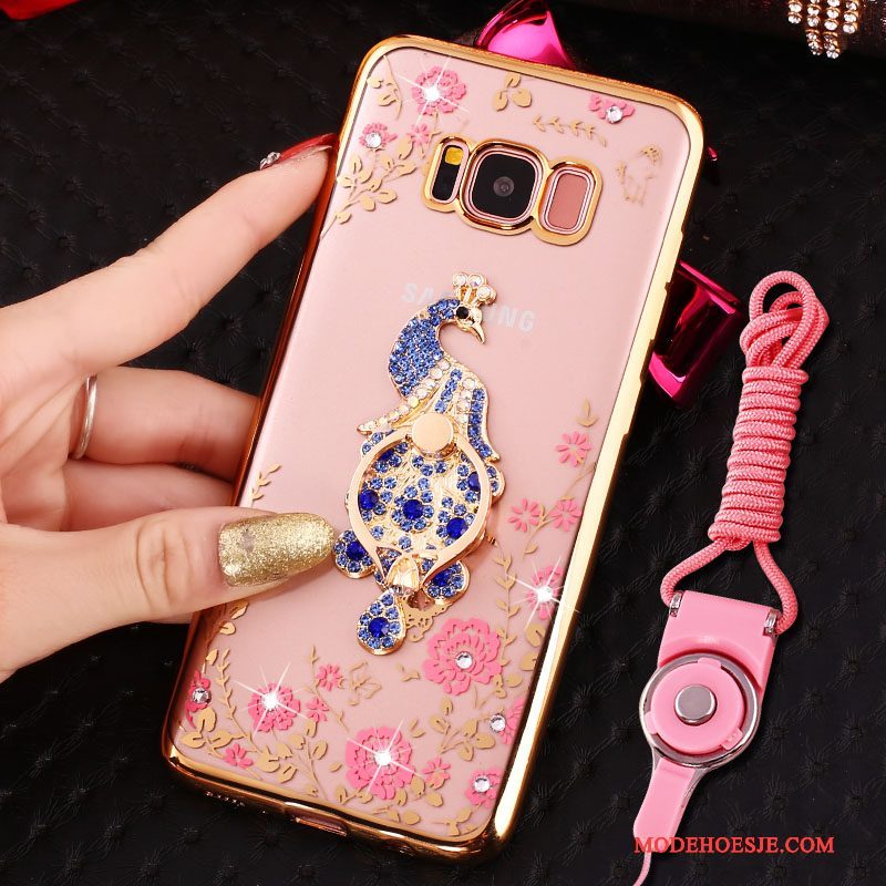 Hoesje Samsung Galaxy S8 Siliconen Hangertelefoon, Hoes Samsung Galaxy S8 Strass Ring Anti-fall