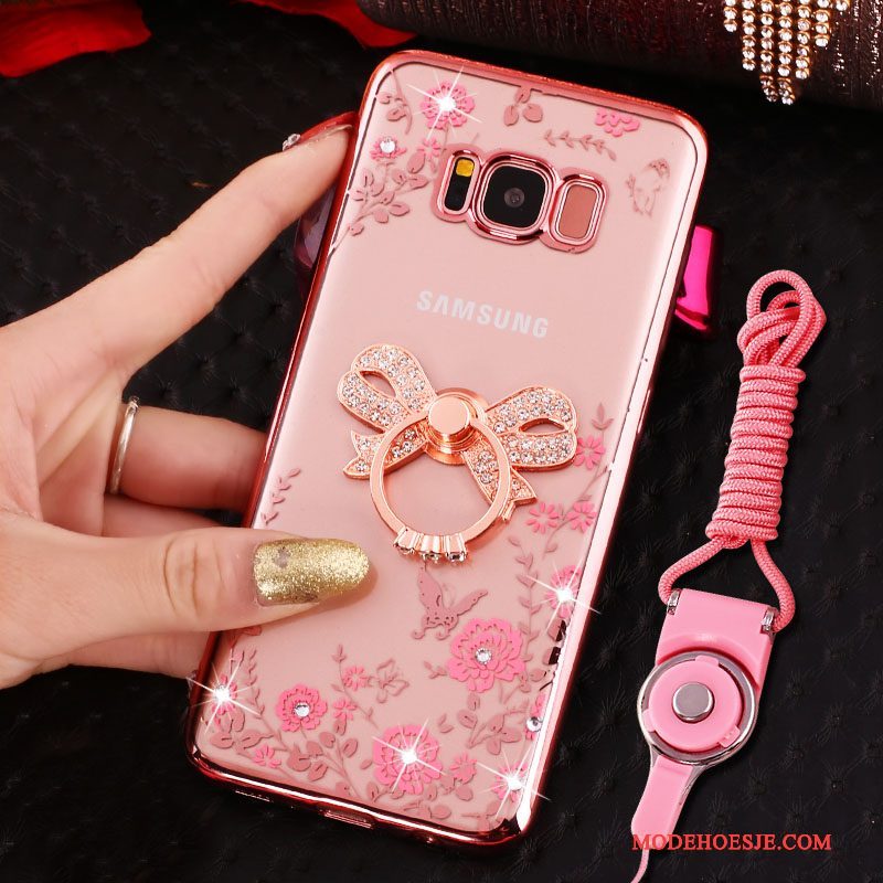 Hoesje Samsung Galaxy S8 Siliconen Hangertelefoon, Hoes Samsung Galaxy S8 Strass Ring Anti-fall