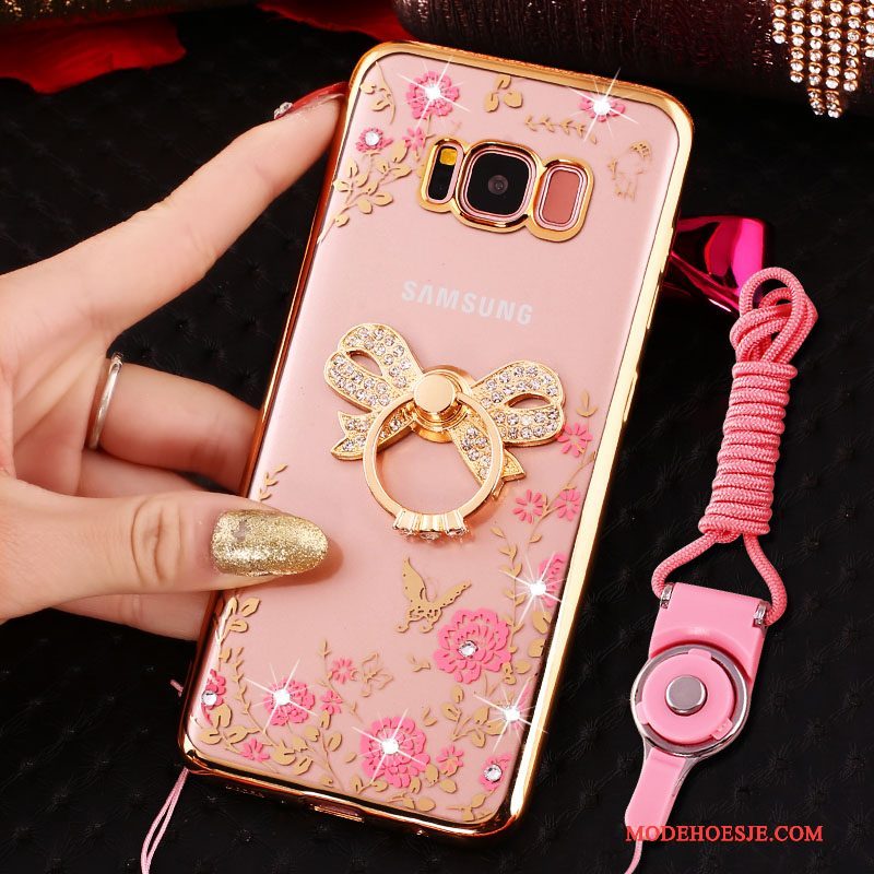 Hoesje Samsung Galaxy S8 Siliconen Hangertelefoon, Hoes Samsung Galaxy S8 Strass Ring Anti-fall