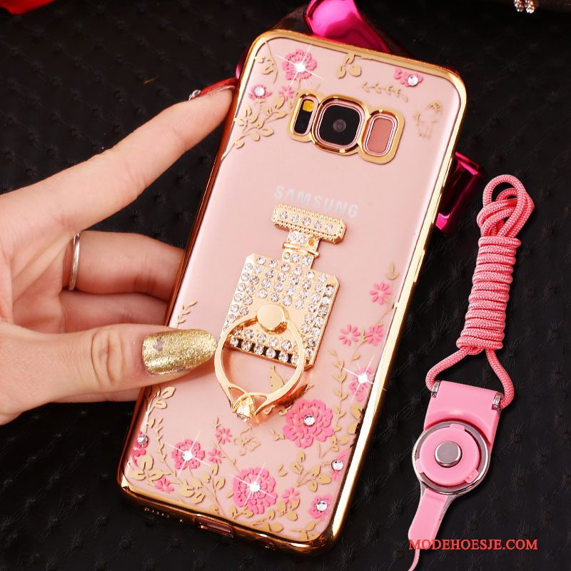 Hoesje Samsung Galaxy S8 Siliconen Hangertelefoon, Hoes Samsung Galaxy S8 Strass Ring Anti-fall