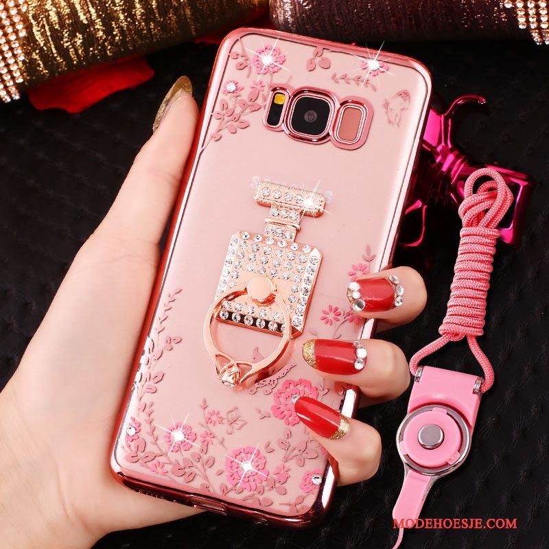 Hoesje Samsung Galaxy S8 Siliconen Hangertelefoon, Hoes Samsung Galaxy S8 Strass Ring Anti-fall