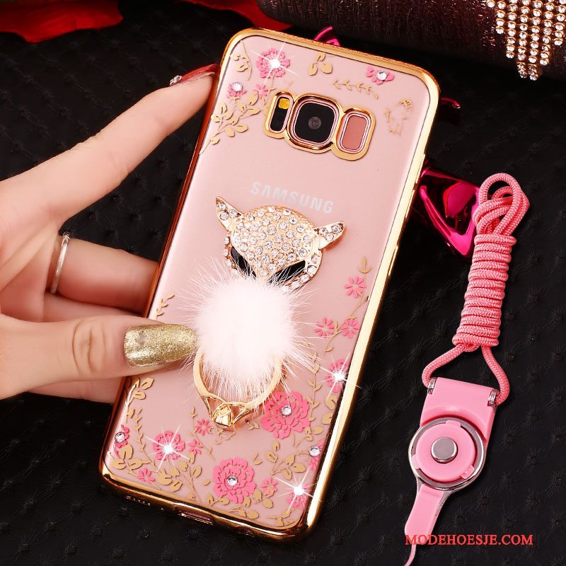 Hoesje Samsung Galaxy S8 Siliconen Hangertelefoon, Hoes Samsung Galaxy S8 Strass Ring Anti-fall