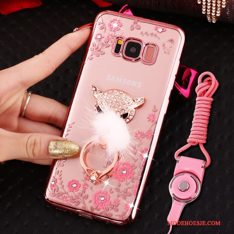 Hoesje Samsung Galaxy S8 Siliconen Hangertelefoon, Hoes Samsung Galaxy S8 Strass Ring Anti-fall