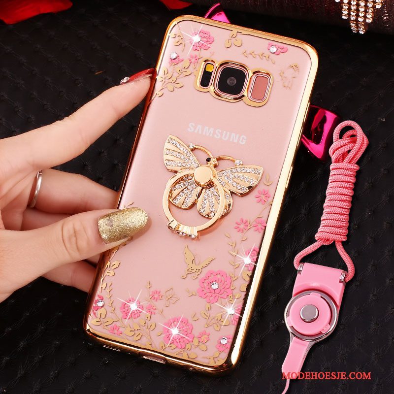 Hoesje Samsung Galaxy S8 Siliconen Hangertelefoon, Hoes Samsung Galaxy S8 Strass Ring Anti-fall