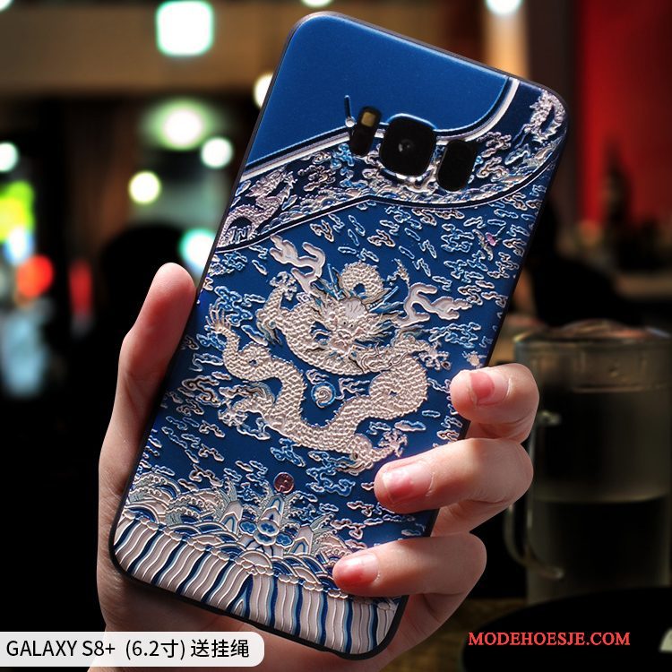 Hoesje Samsung Galaxy S8+ Siliconen Trend Persoonlijk, Hoes Samsung Galaxy S8+ Zacht Telefoon Donkerblauw