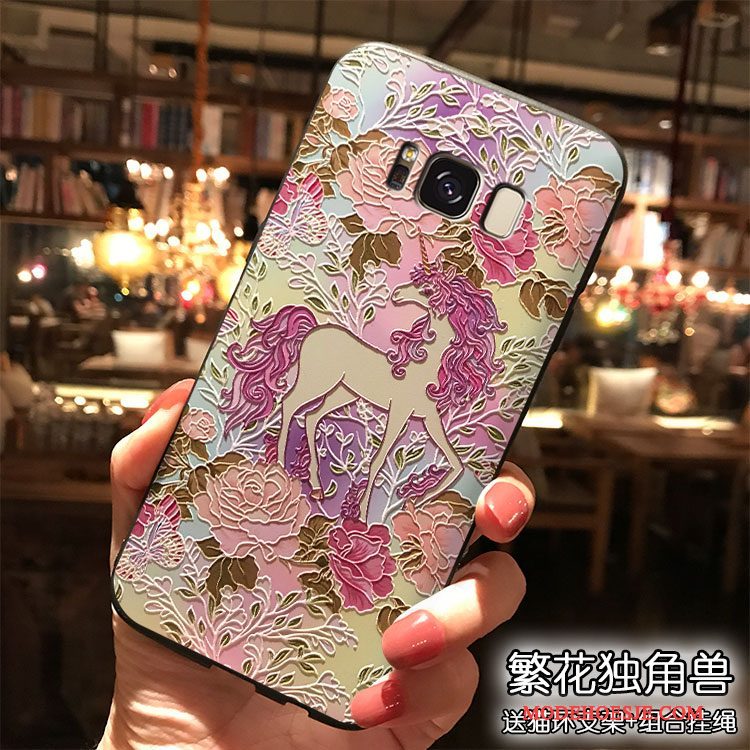 Hoesje Samsung Galaxy S8+ Spotprent Roze Trend, Hoes Samsung Galaxy S8+ Siliconen Hangertelefoon