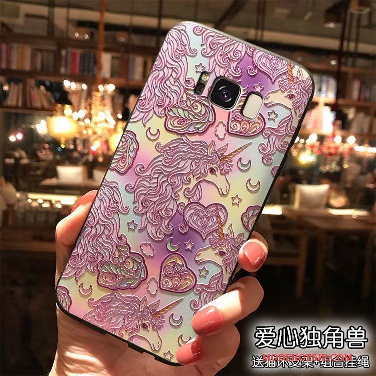 Hoesje Samsung Galaxy S8+ Spotprent Roze Trend, Hoes Samsung Galaxy S8+ Siliconen Hangertelefoon