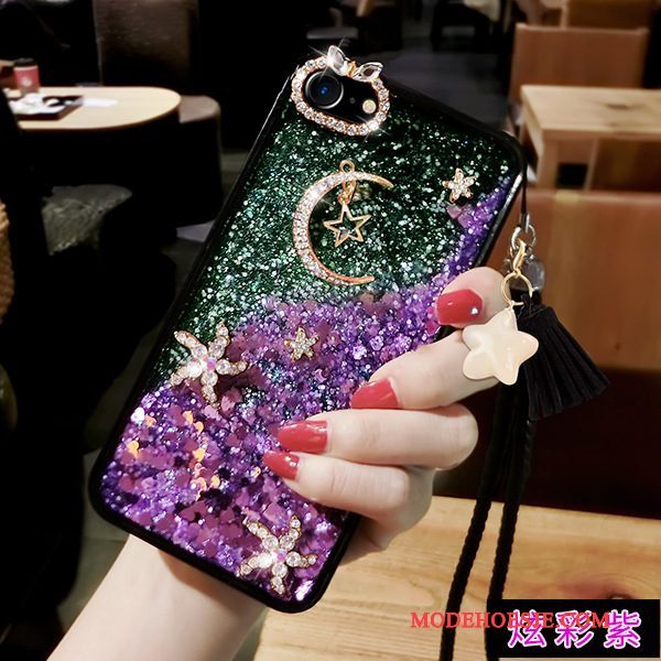 Hoesje Samsung Galaxy S8+ Strass Maandtelefoon, Hoes Samsung Galaxy S8+ Bescherming Hanger Purper