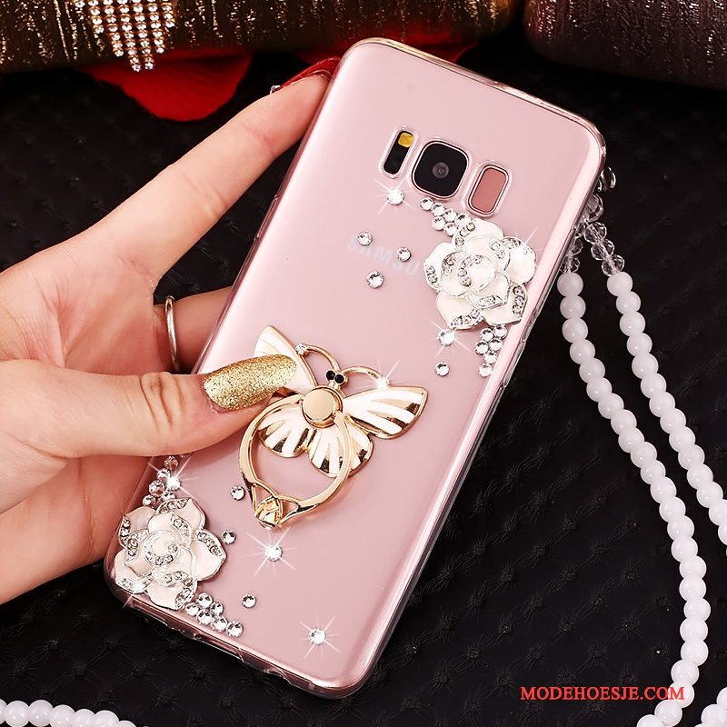 Hoesje Samsung Galaxy S8 Strass Telefoon Hanger, Hoes Samsung Galaxy S8 Siliconen Doorzichtig Anti-fall