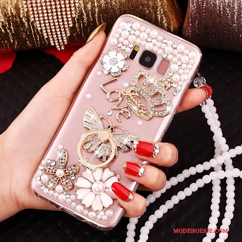 Hoesje Samsung Galaxy S8 Strass Telefoon Hanger, Hoes Samsung Galaxy S8 Siliconen Doorzichtig Anti-fall