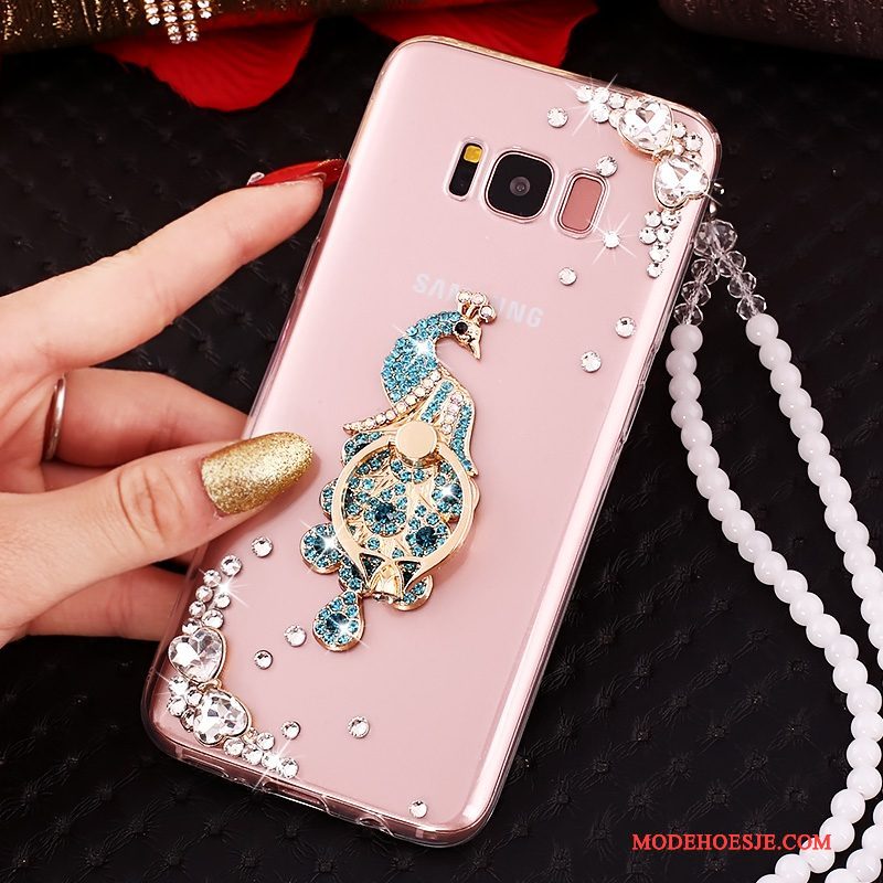 Hoesje Samsung Galaxy S8 Strass Telefoon Hanger, Hoes Samsung Galaxy S8 Siliconen Doorzichtig Anti-fall