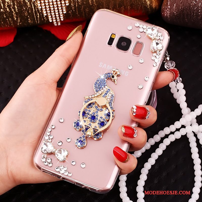 Hoesje Samsung Galaxy S8 Strass Telefoon Hanger, Hoes Samsung Galaxy S8 Siliconen Doorzichtig Anti-fall