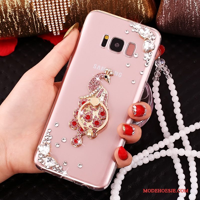 Hoesje Samsung Galaxy S8 Strass Telefoon Hanger, Hoes Samsung Galaxy S8 Siliconen Doorzichtig Anti-fall