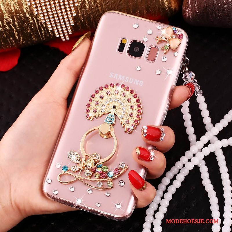 Hoesje Samsung Galaxy S8 Strass Telefoon Hanger, Hoes Samsung Galaxy S8 Siliconen Doorzichtig Anti-fall