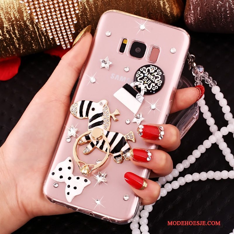 Hoesje Samsung Galaxy S8 Strass Telefoon Hanger, Hoes Samsung Galaxy S8 Siliconen Doorzichtig Anti-fall