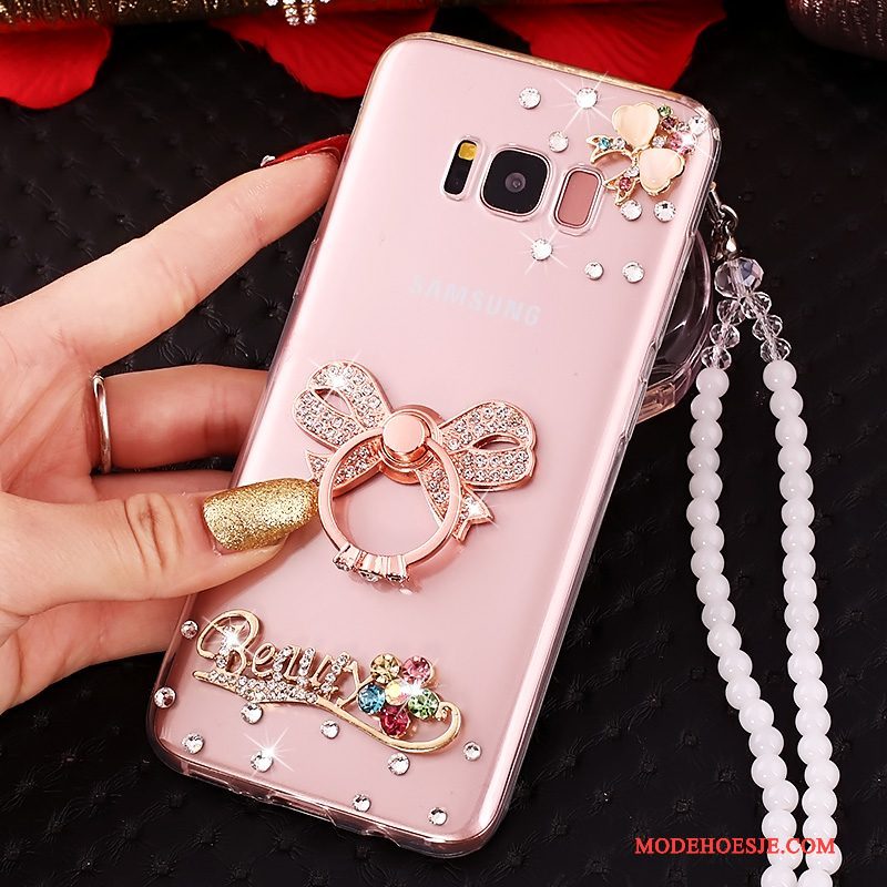 Hoesje Samsung Galaxy S8 Strass Telefoon Hanger, Hoes Samsung Galaxy S8 Siliconen Doorzichtig Anti-fall