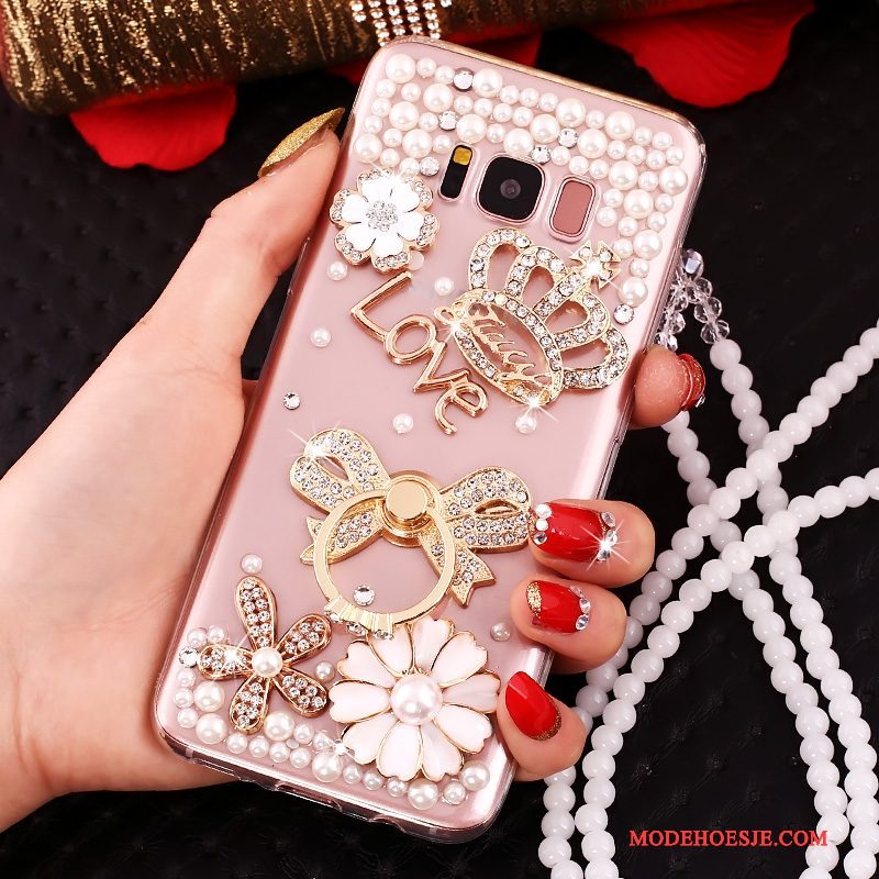 Hoesje Samsung Galaxy S8 Strass Telefoon Hanger, Hoes Samsung Galaxy S8 Siliconen Doorzichtig Anti-fall