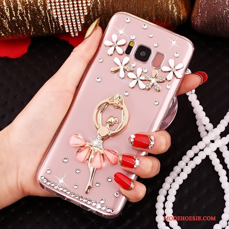 Hoesje Samsung Galaxy S8 Strass Telefoon Hanger, Hoes Samsung Galaxy S8 Siliconen Doorzichtig Anti-fall