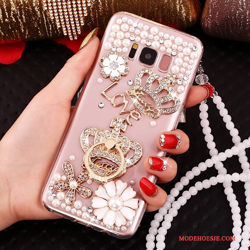 Hoesje Samsung Galaxy S8 Strass Telefoon Hanger, Hoes Samsung Galaxy S8 Siliconen Doorzichtig Anti-fall