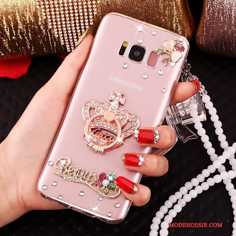 Hoesje Samsung Galaxy S8 Strass Telefoon Hanger, Hoes Samsung Galaxy S8 Siliconen Doorzichtig Anti-fall