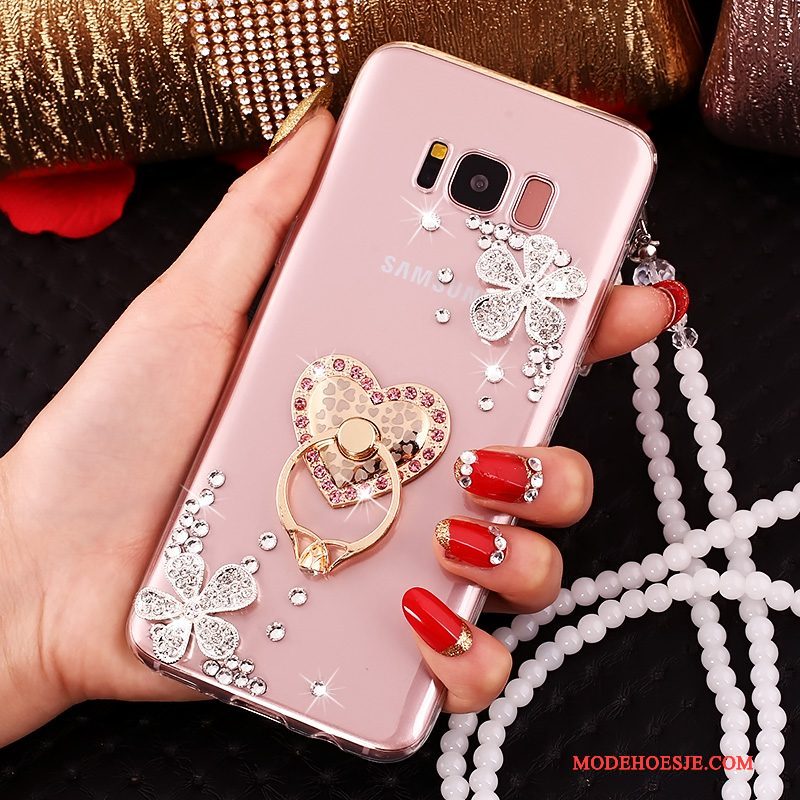 Hoesje Samsung Galaxy S8 Strass Telefoon Hanger, Hoes Samsung Galaxy S8 Siliconen Doorzichtig Anti-fall