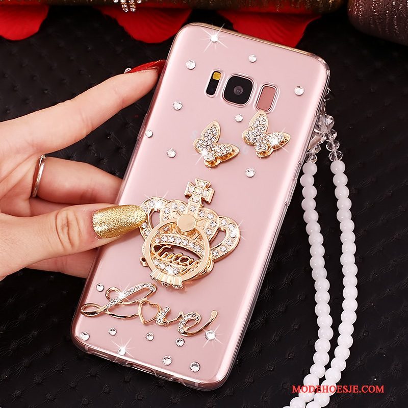 Hoesje Samsung Galaxy S8+ Strass Telefoon Roze, Hoes Samsung Galaxy S8+ Siliconen Anti-fall