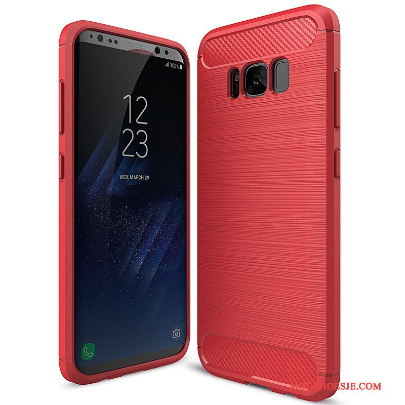 Hoesje Samsung Galaxy S8 Zacht Fibertelefoon, Hoes Samsung Galaxy S8 Siliconen Rood