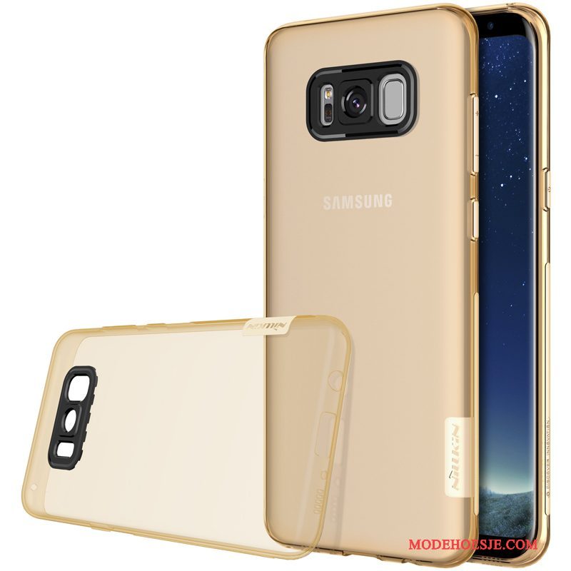 Hoesje Samsung Galaxy S8+ Zacht Goud Doorzichtig, Hoes Samsung Galaxy S8+ Bescherming Telefoon