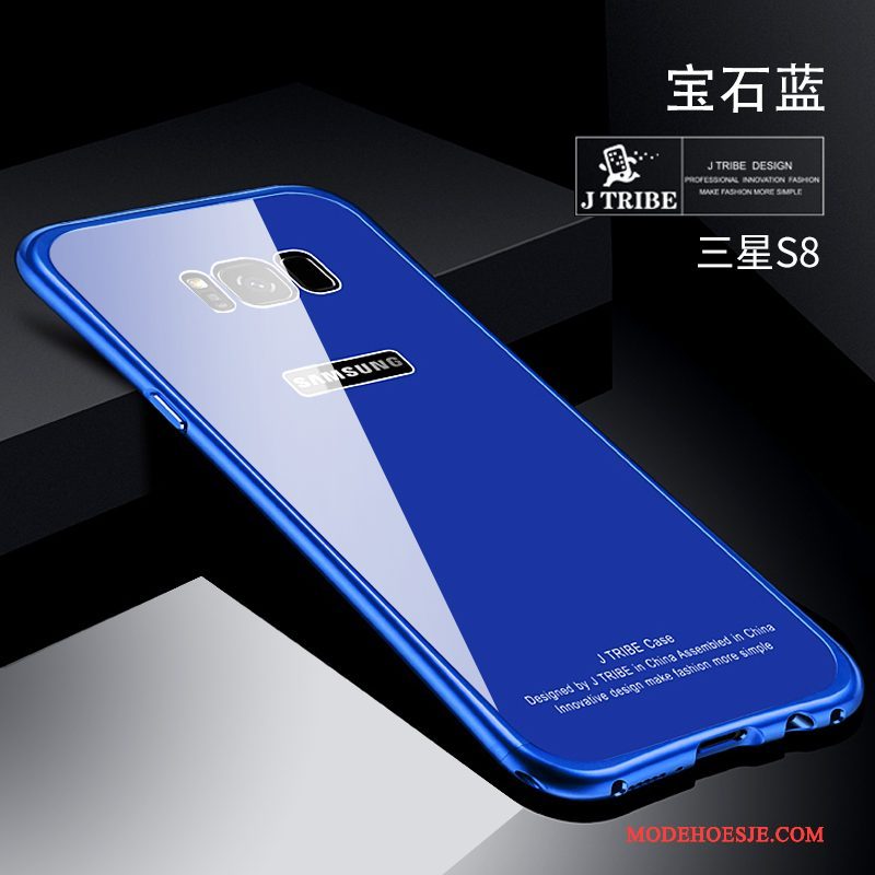 Hoesje Samsung Galaxy S8 Zakken Blauw Trend, Hoes Samsung Galaxy S8 Metaal Anti-fall Dun