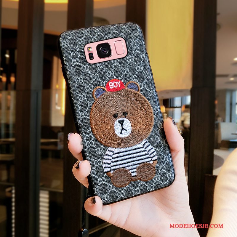 Hoesje Samsung Galaxy S8+ Zakken Borduurwerk Rood, Hoes Samsung Galaxy S8+ Scheppend Berentelefoon