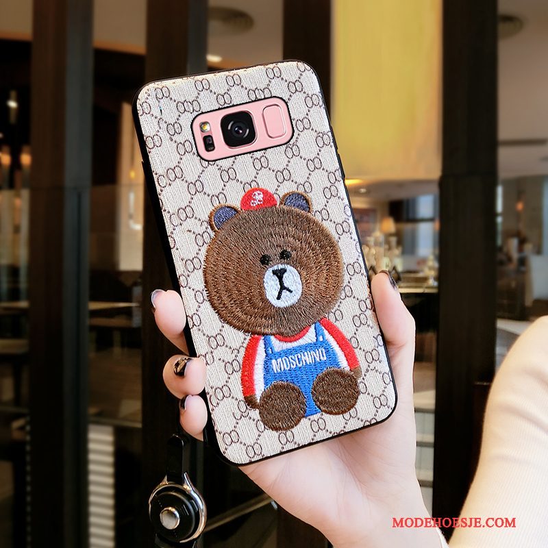 Hoesje Samsung Galaxy S8+ Zakken Borduurwerk Rood, Hoes Samsung Galaxy S8+ Scheppend Berentelefoon