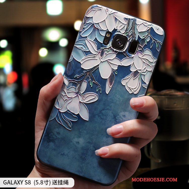 Hoesje Samsung Galaxy S8 Zakken Persoonlijktelefoon, Hoes Samsung Galaxy S8 Zacht Hanger Donkerblauw