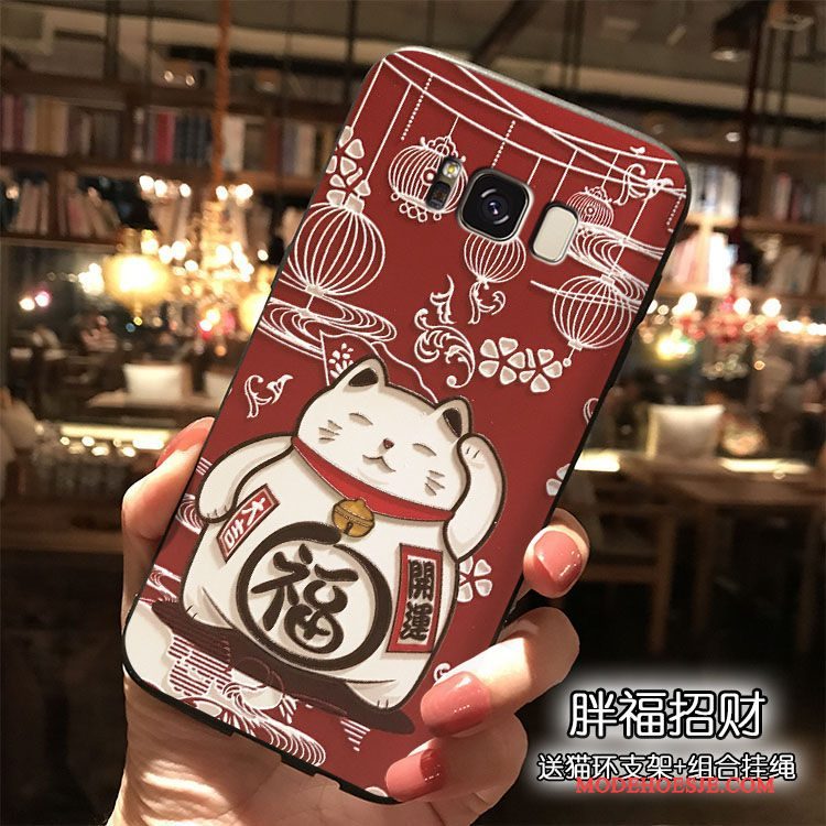 Hoesje Samsung Galaxy S8+ Zakken Rijkdom Rood, Hoes Samsung Galaxy S8+ Siliconen Kattelefoon