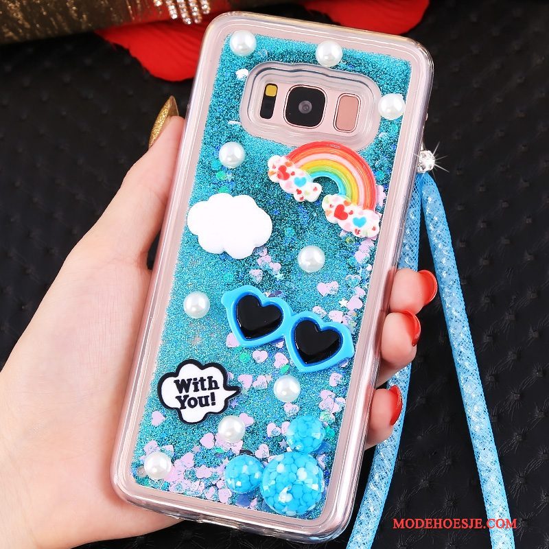 Hoesje Samsung Galaxy S8+ Zakken Telefoon Blauw, Hoes Samsung Galaxy S8+ Bescherming Drijfzand Hanger