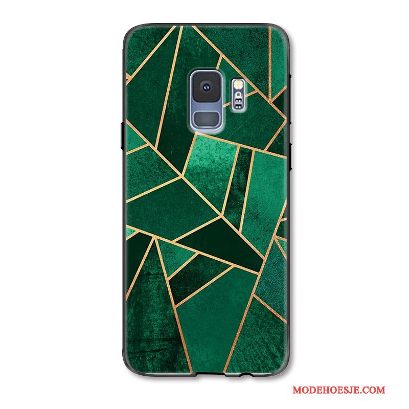 Hoesje Samsung Galaxy S9 Bescherming Hanger Groen, Hoes Samsung Galaxy S9 Kleur Driedimensionaal Geometrie