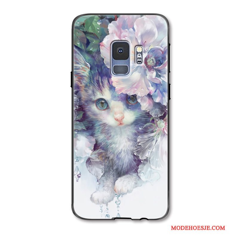 Hoesje Samsung Galaxy S9 Bescherming Mooie Kat, Hoes Samsung Galaxy S9 Spotprent Bloemen Trendy Merk