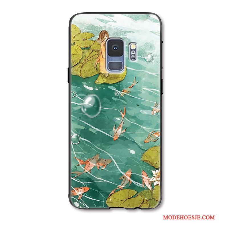 Hoesje Samsung Galaxy S9 Bescherming Schrobbentelefoon, Hoes Samsung Galaxy S9 Reliëf Anti-fall Groen