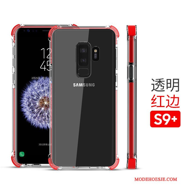 Hoesje Samsung Galaxy S9+ Bescherming Telefoon Doorzichtig, Hoes Samsung Galaxy S9+ Zakken Nieuw Rood