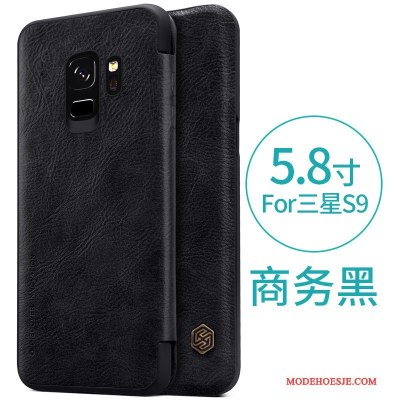 Hoesje Samsung Galaxy S9 Bescherming Zwart Hard, Hoes Samsung Galaxy S9 Folio Telefoon Anti-fall