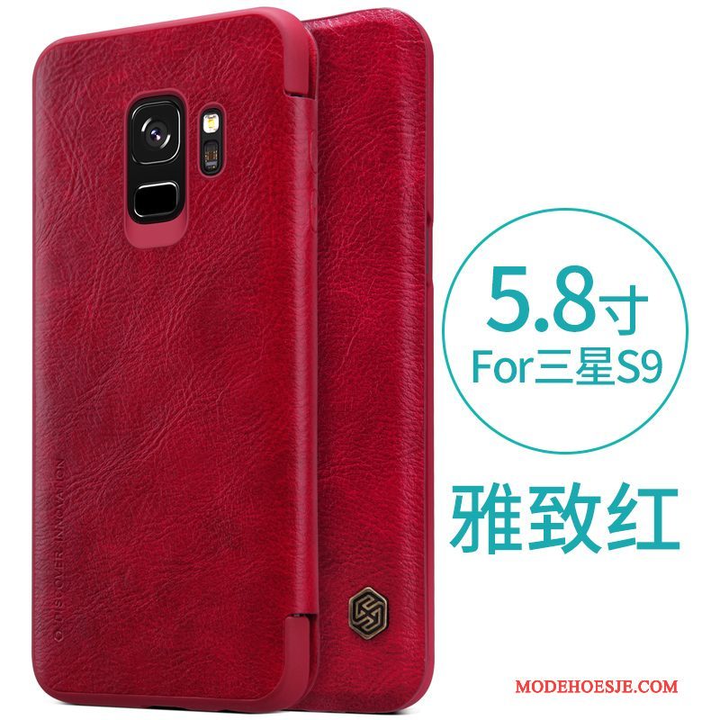 Hoesje Samsung Galaxy S9 Bescherming Zwart Hard, Hoes Samsung Galaxy S9 Folio Telefoon Anti-fall