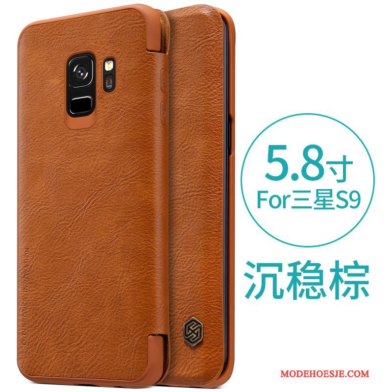 Hoesje Samsung Galaxy S9 Bescherming Zwart Hard, Hoes Samsung Galaxy S9 Folio Telefoon Anti-fall