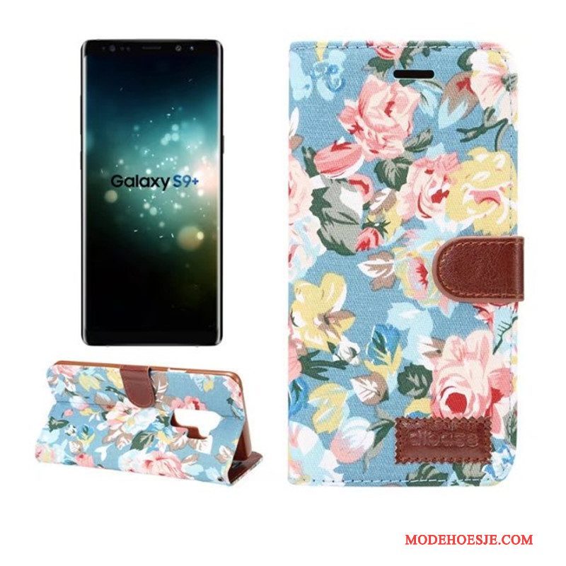 Hoesje Samsung Galaxy S9+ Folio Telefoon Kaart, Hoes Samsung Galaxy S9+ Leer