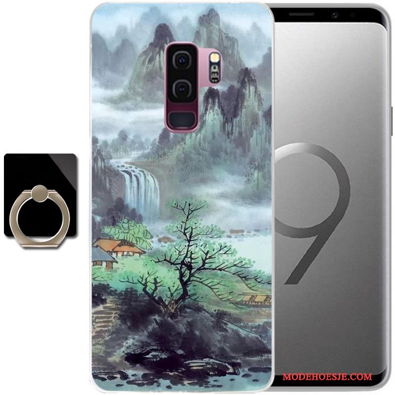 Hoesje Samsung Galaxy S9+ Geschilderd Anti-fall Groen, Hoes Samsung Galaxy S9+ Bescherming Telefoon