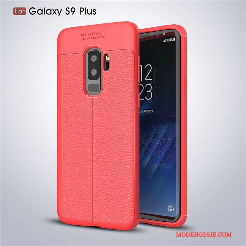 Hoesje Samsung Galaxy S9+ Leer Grijstelefoon, Hoes Samsung Galaxy S9+ Zacht Patroon Anti-fall