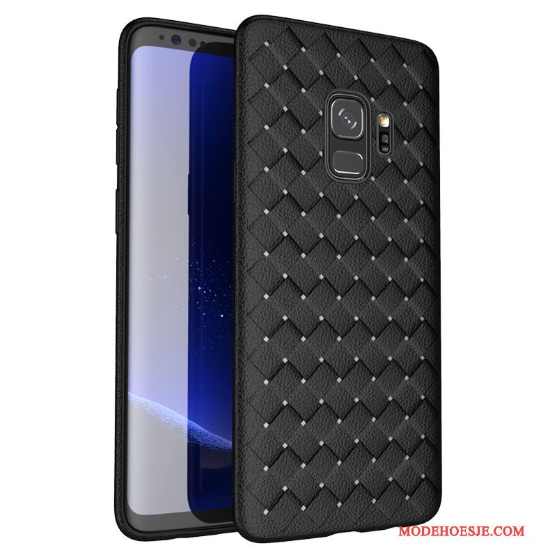 Hoesje Samsung Galaxy S9 Leer Patroon Weven, Hoes Samsung Galaxy S9 Bescherming Diepe Kleur Trend