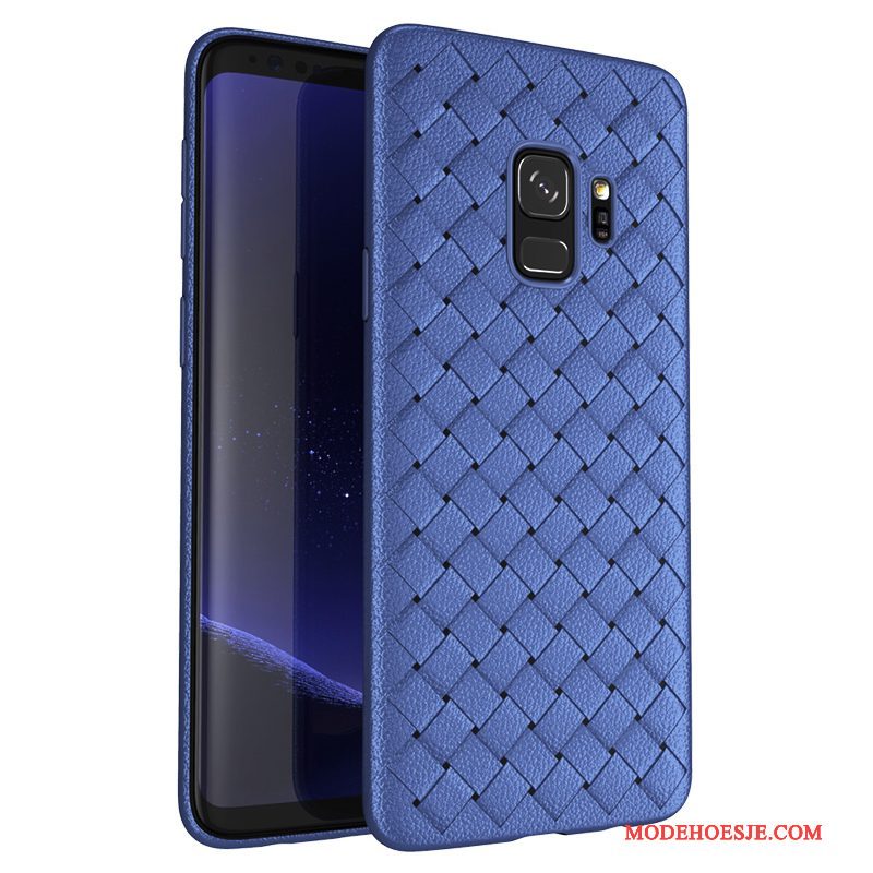 Hoesje Samsung Galaxy S9 Leer Patroon Weven, Hoes Samsung Galaxy S9 Bescherming Diepe Kleur Trend