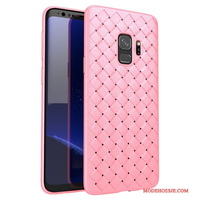 Hoesje Samsung Galaxy S9 Leer Patroon Weven, Hoes Samsung Galaxy S9 Bescherming Diepe Kleur Trend